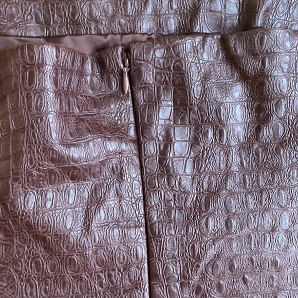7 for all Mankind brown embossed strapless dress BNWT sz Large faux leather - Picture 7 of 7